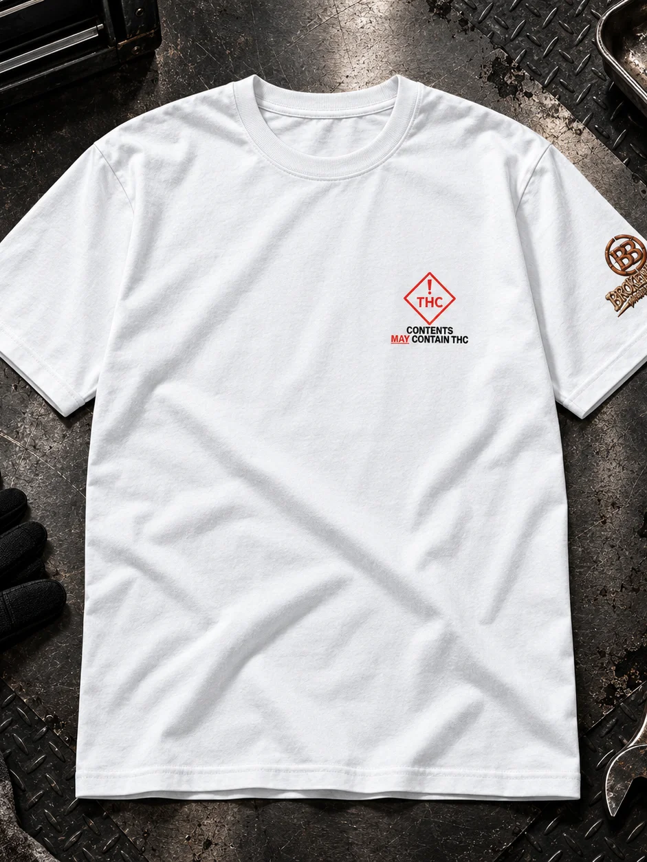 Funny THC Warning Shirt — Contents May Contain THC Spine Graphic Tee | Broken Body™ product image (2)