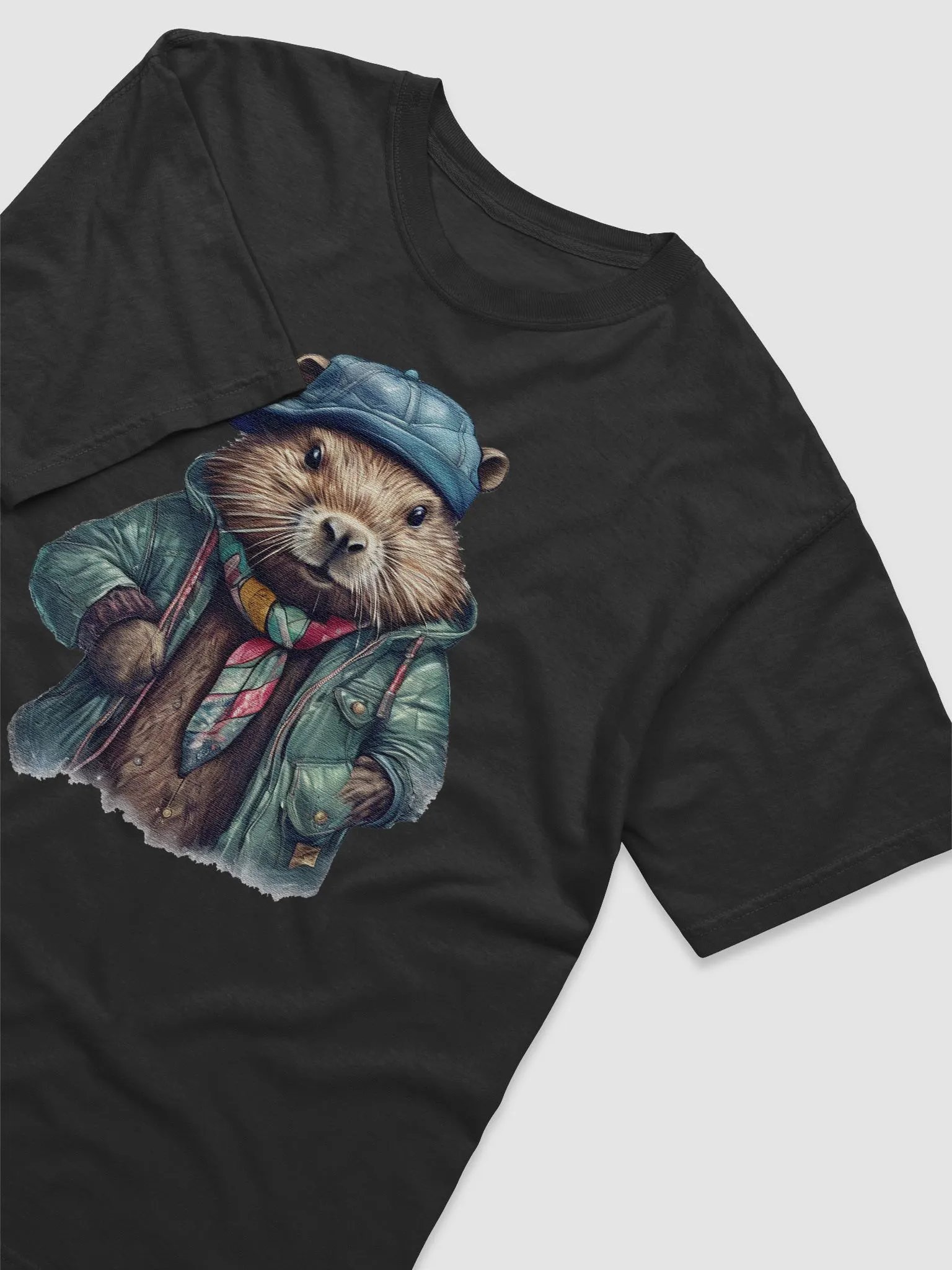Beaver wearing a jacket cap and a scarf product image (14)