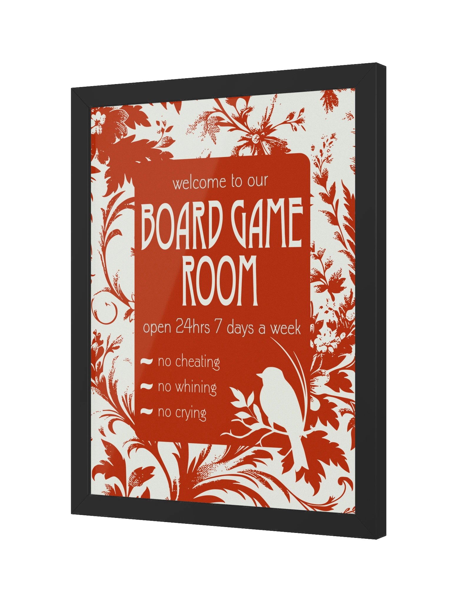 Floral Chinoiserie Board Game Room Welcome Sign - FRAMED product image (8)