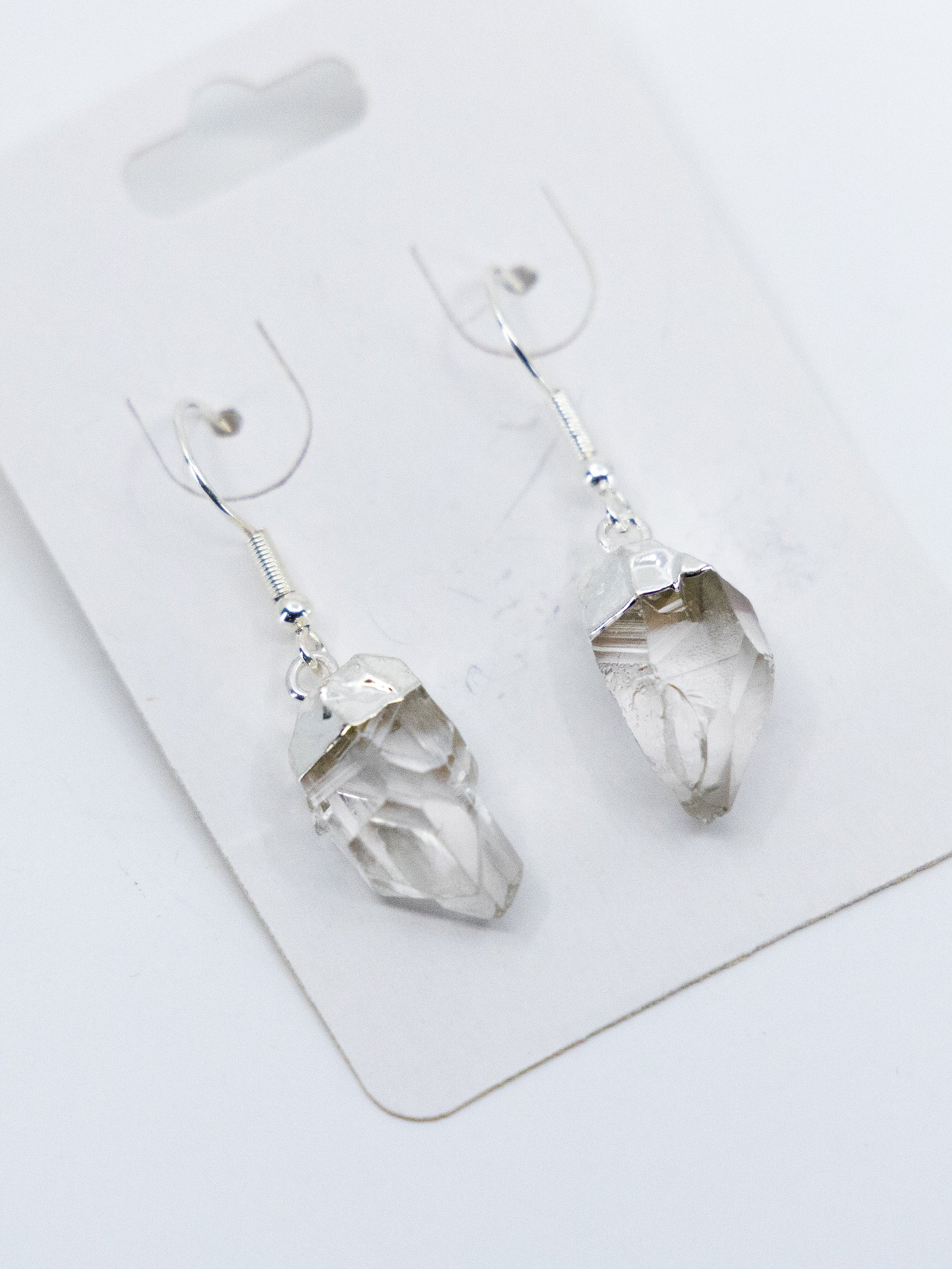 Clear Quartz Crystal Point Silver Earrings product image (1)