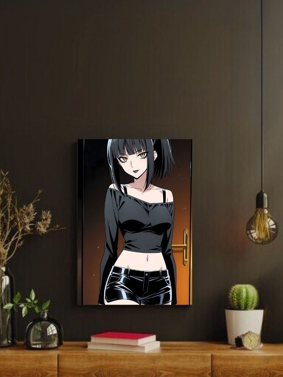 Metal Print - Luna Rain Original Character Black Off-Shoulder Top - 8x10 product image (2)