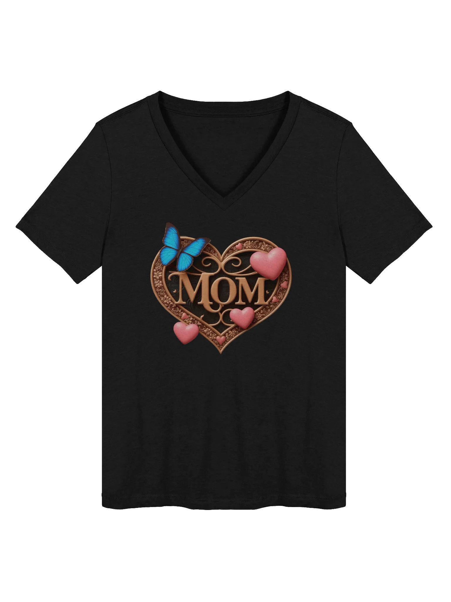 Mom's Love Heart V-Neck Tee product image (1)