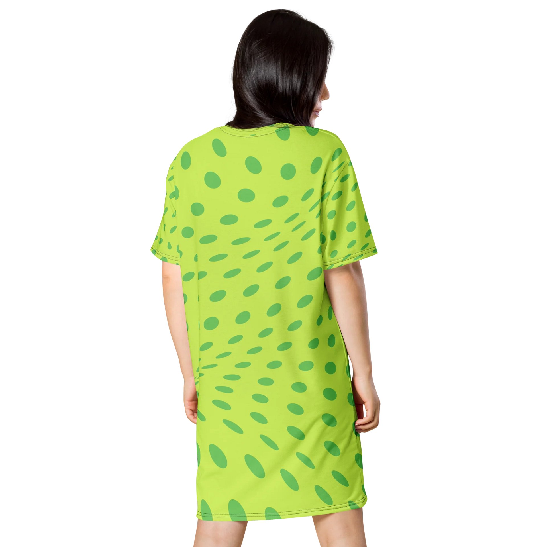 Vibrant Green Polka Dot Oversized T-Shirt Dress - TDSMUSIC product image (2)