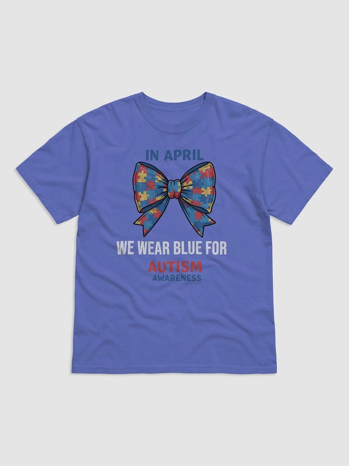 In April We Wear Blue - Autism Awareness Bow Puzzle T-Shirt product image (17)