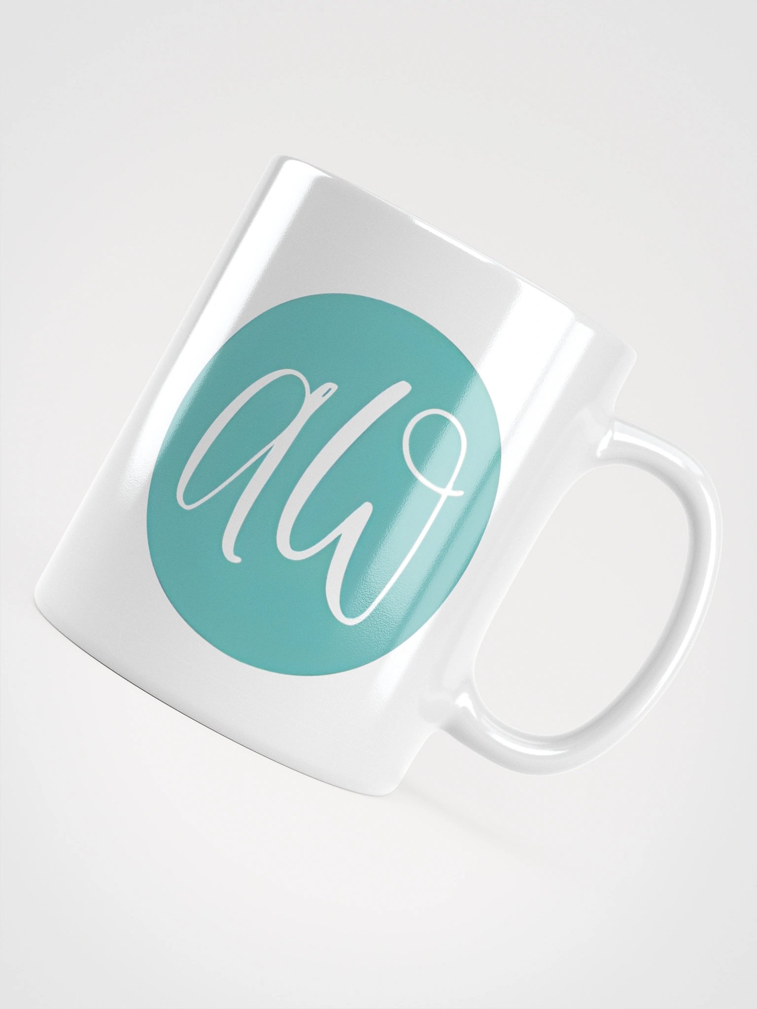 White Ceramic Coffee Cup - April's initials logo product image (4)