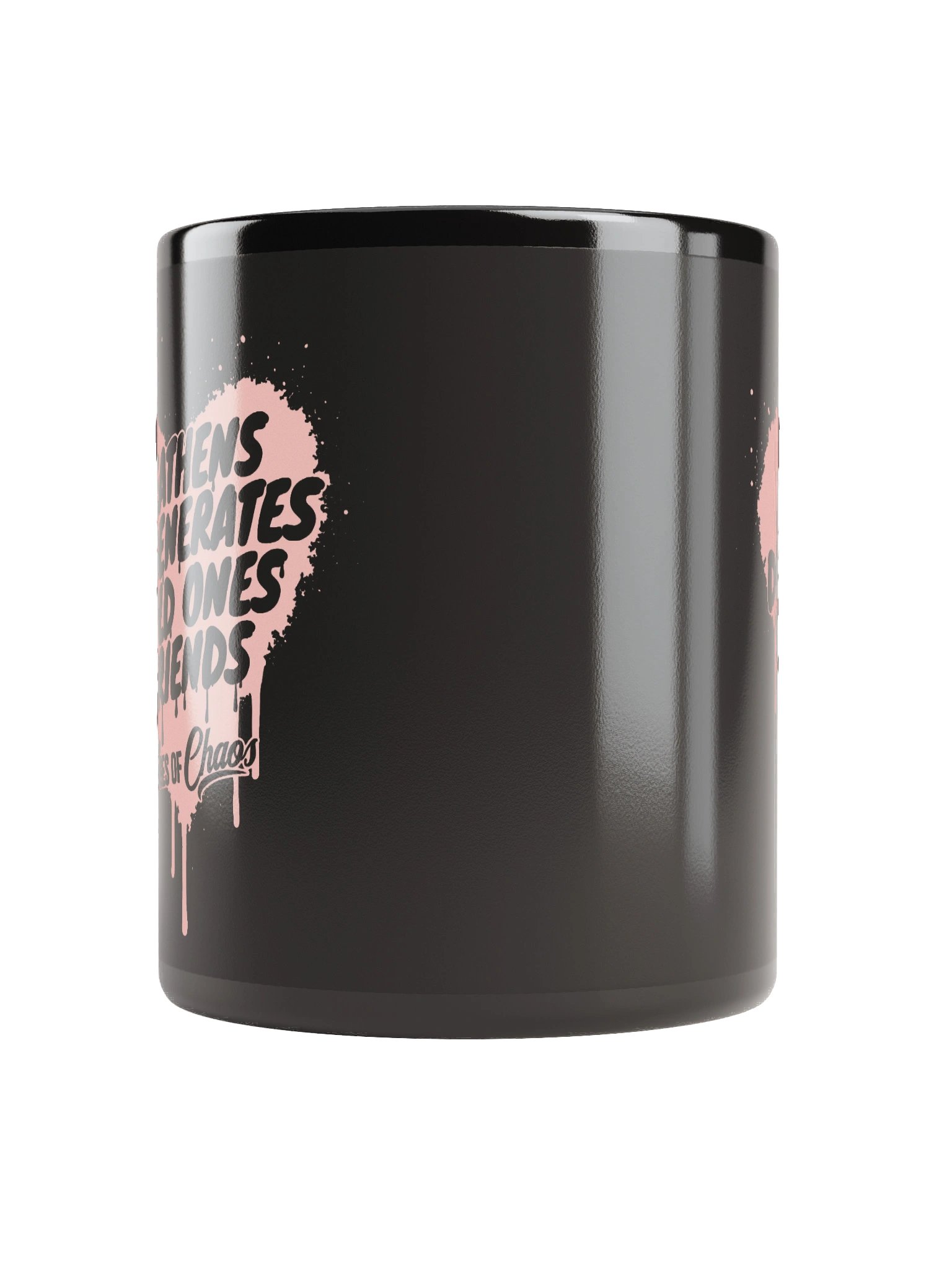 Heathens, Degenerates, Wild Ones, and Friends Black Mug (Pink) product image (5)