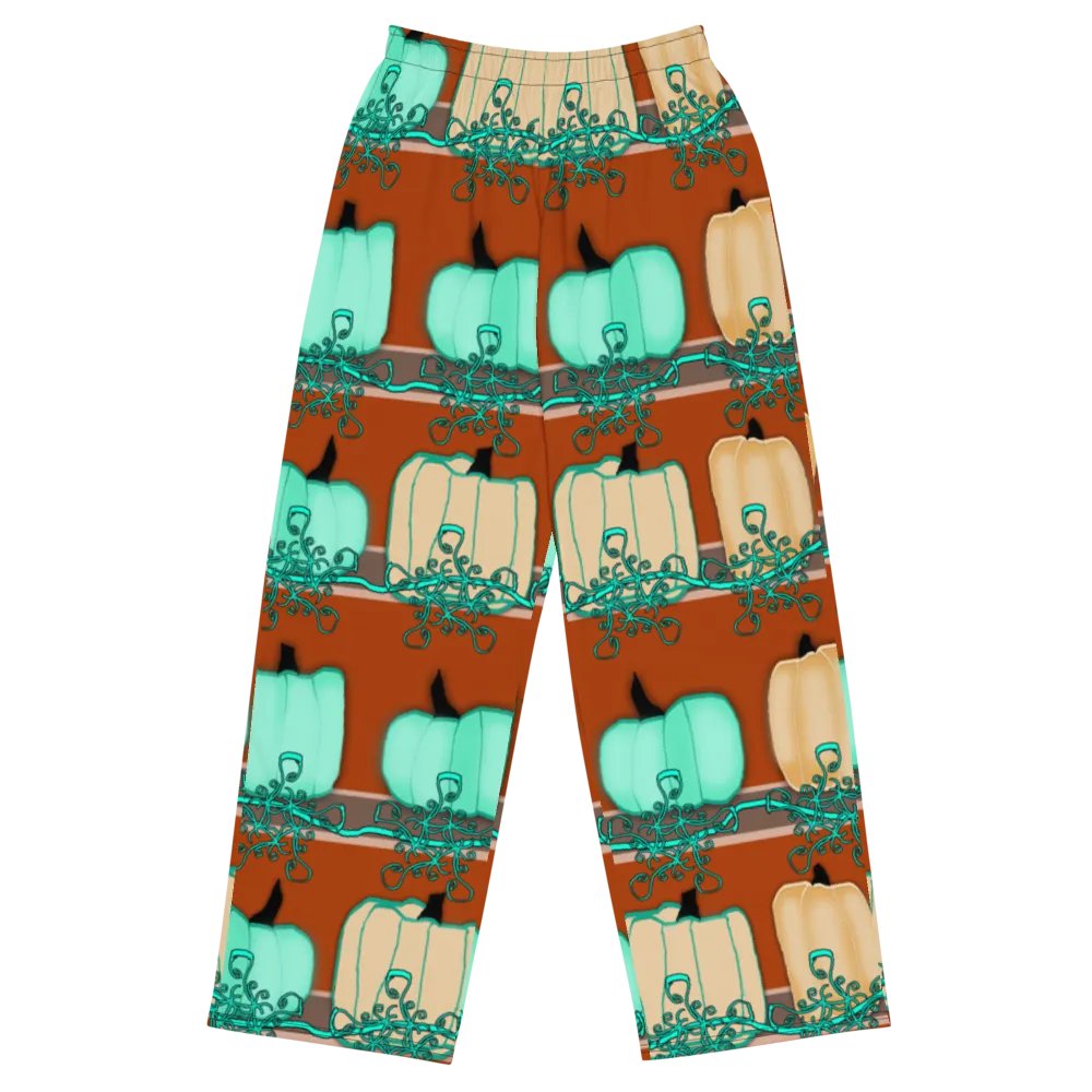 Blue Green pumpkins Wideleg Pants product image (2)