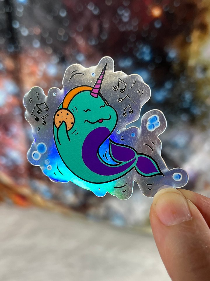 Jammin Narwhal Holo Sticker product image (1)
