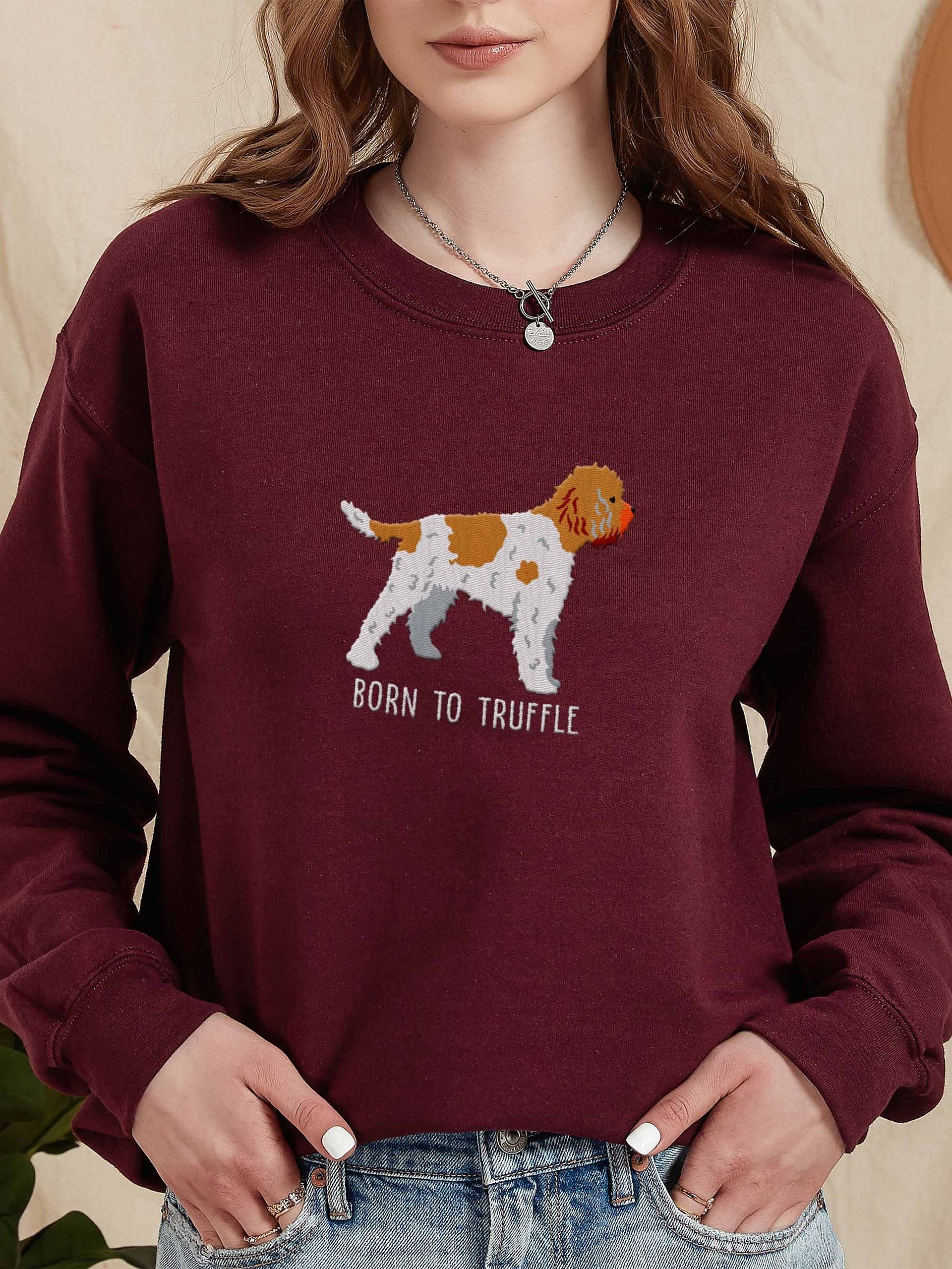 Born to Truffle Sweatshirt (Embroidered) of a Lagotto Romagnolo(Brown & White) product image (2)