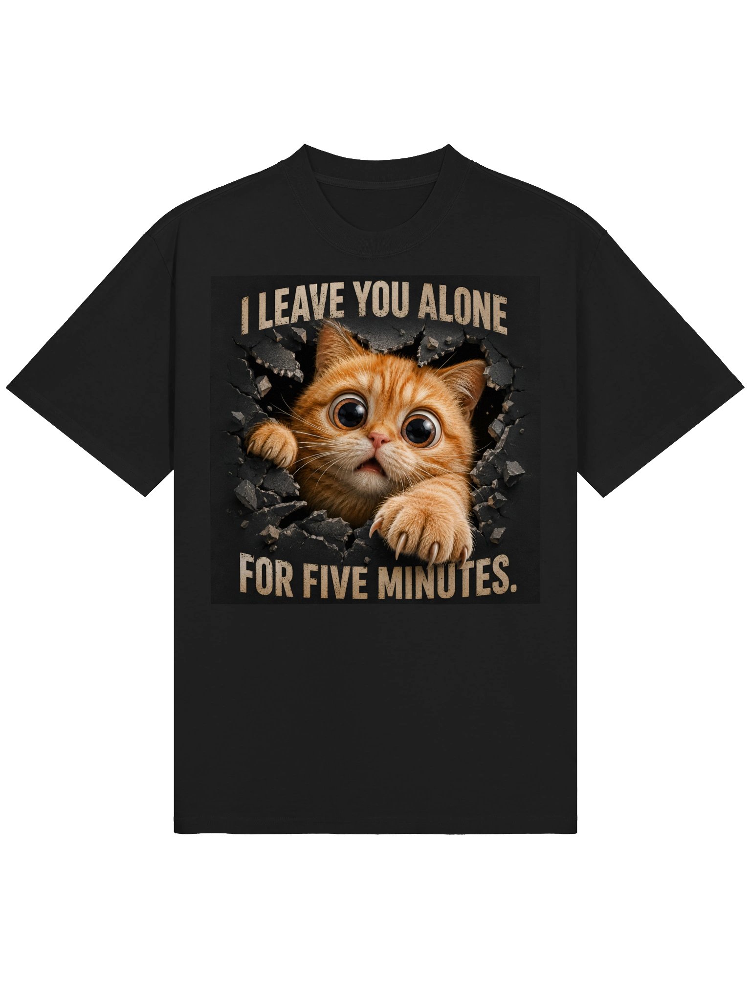 Funny Cat T Shirt, I Leave You Alone for Five Minutes, Orange Cat Graphic Tee, Cat Lover Gift product image (2)