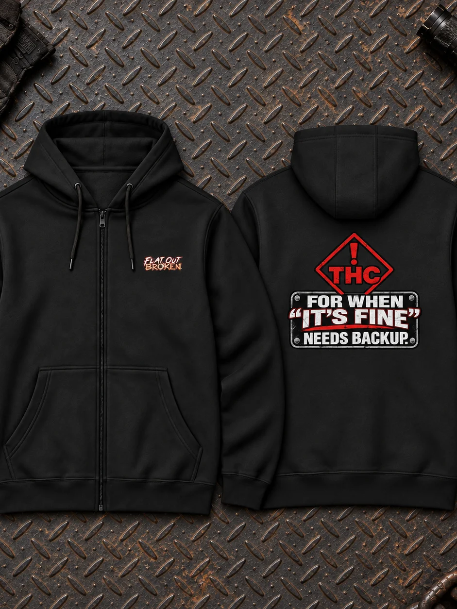 Funny THC Hoodie — For When “It’s Fine” Needs Backup | Flat Out Broken™ product image (1)
