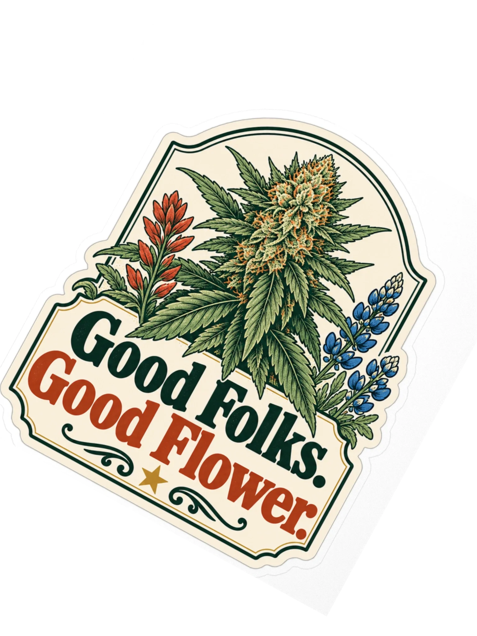 Good Folks. Good Flower. Sticker, view 2