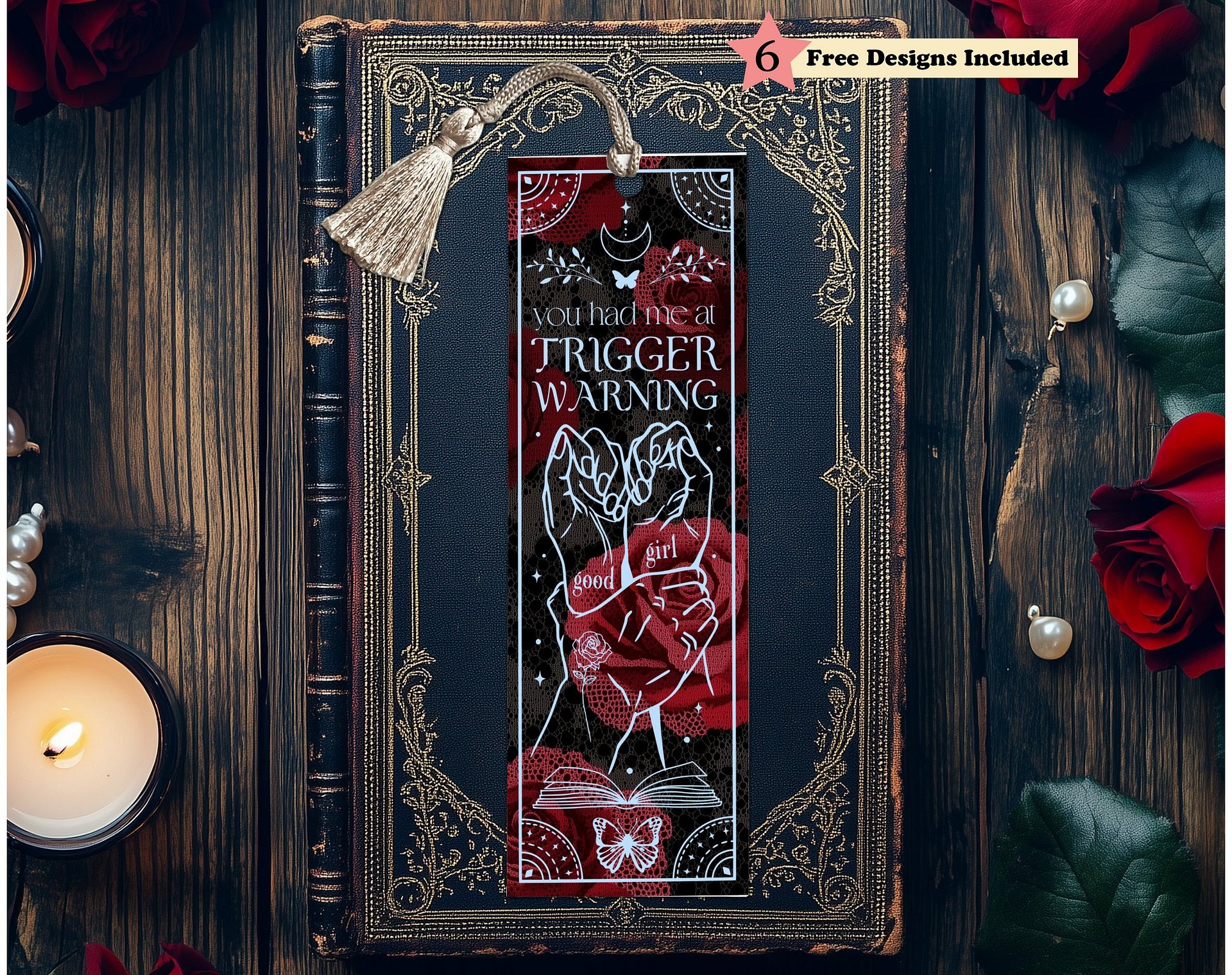 Smut Bookmark Dark Romance Trigger Warning Witchy Boho Blue PNG, Printable Bookmark, Book Lover, Digital Download, Gift for Reader product image (6)