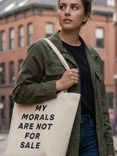 My Morals Are Not For Sale – Activist Protest Tote Bag product image (1)