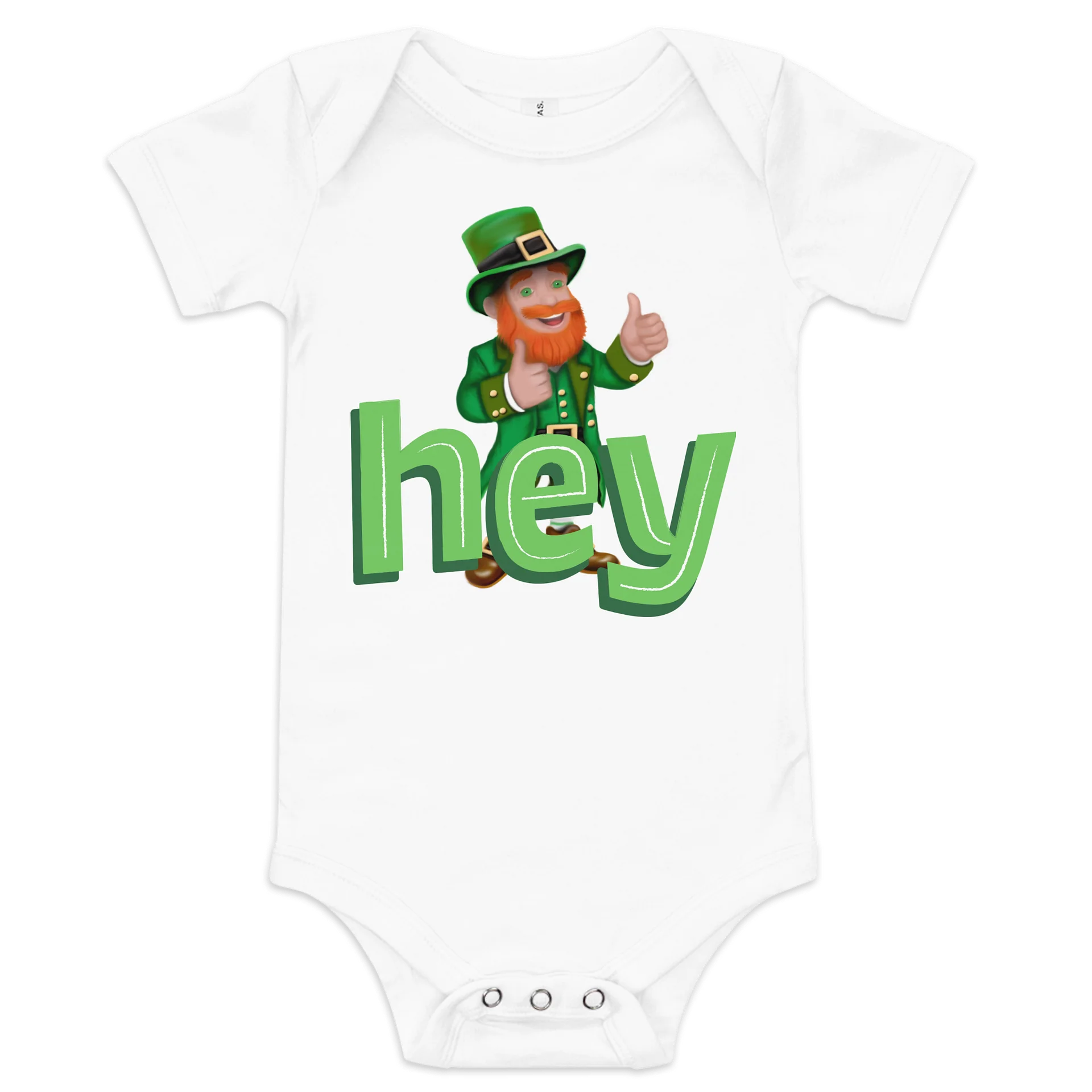 "hey" Leprechaun Baby Short Sleeve One Piece product image (1)