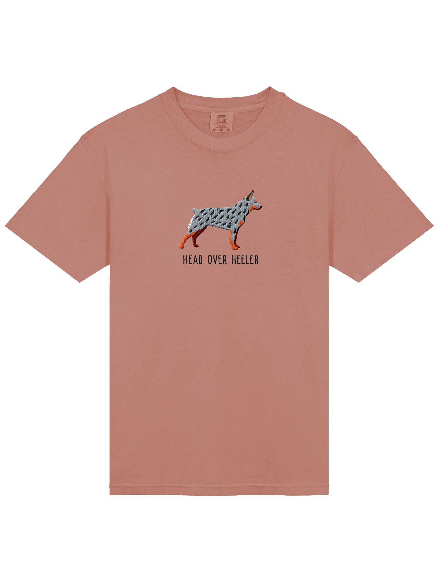 Head Over Heeler T-Shirt(Embroidered) of an Australian Cattle Dog(Blue Heeler 2, Docked Tail) product image (6)