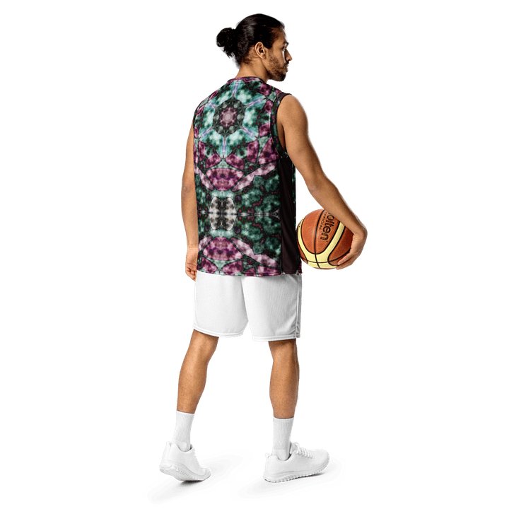 Bohemian 6 Pointed Madala Pink and Teal/ All-Over Print Recycled Unisex Basketball Jersey by Sublicolor product image (2)