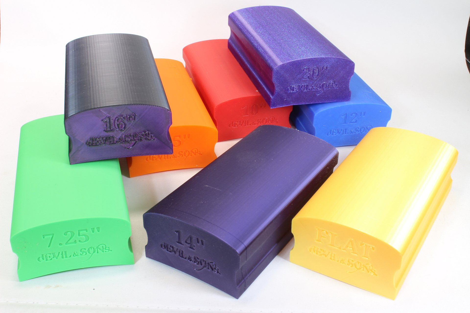 Set of eight 150mm long Guitar Radius Blocks (3D Print File) product image (3)