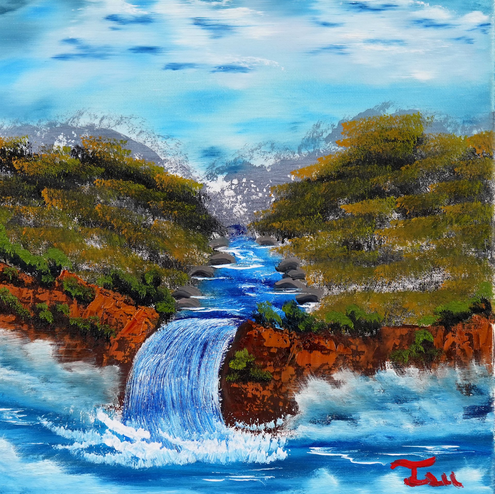 A Waterfalls End (Original) 12x12 Canvas product image (1)