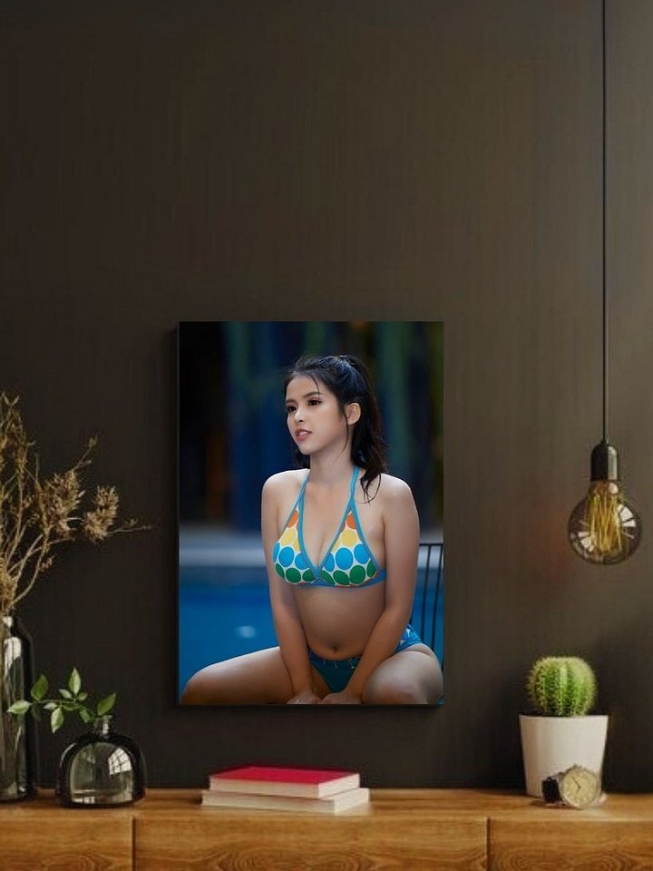 Polka Dot Bikini Pool Pose – Glossy 8x10 Metal Print product image (2)