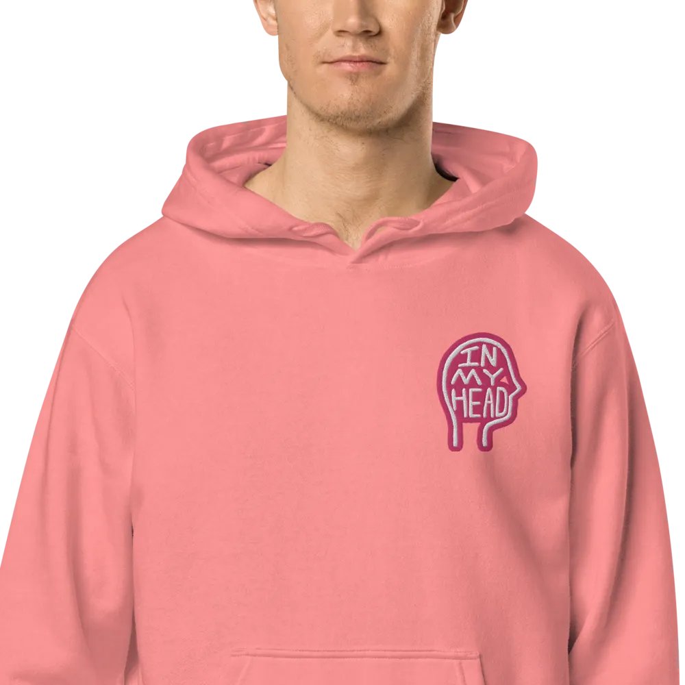 In My Head (L.C. pink bubble design 2) embroidered pigment hoodie product image (1)