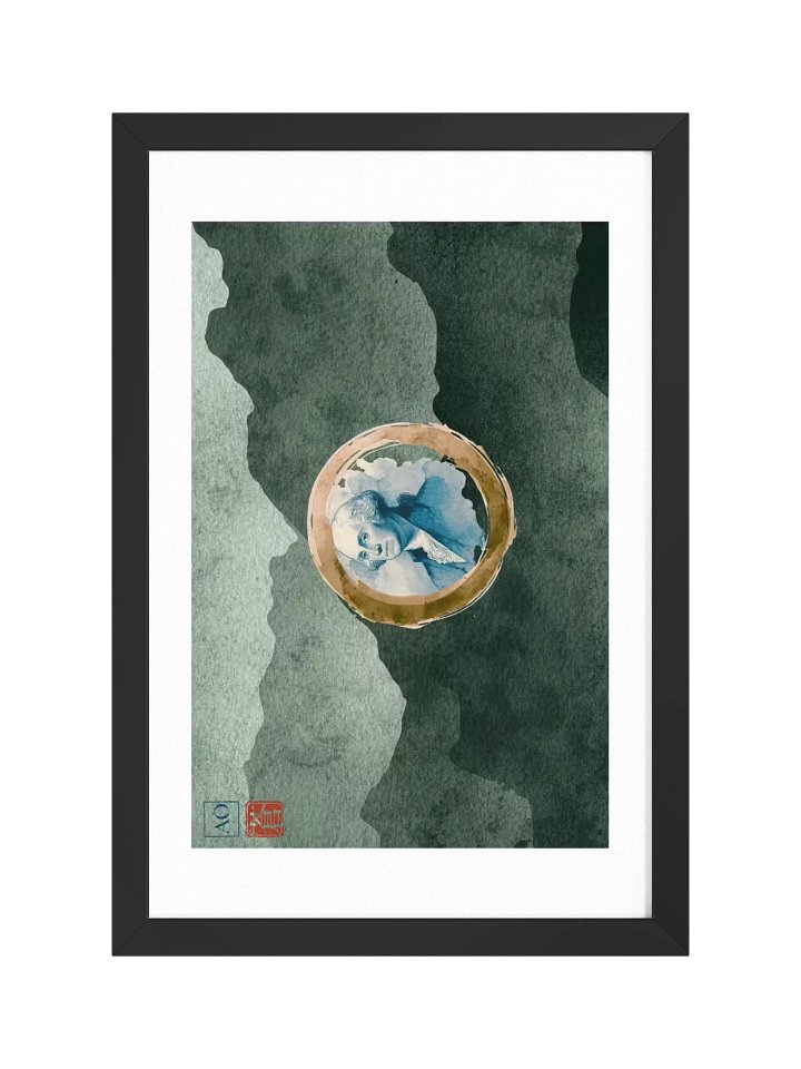 Washington Japanese Ink Art Print | Evergreen Heritage No.08 | Framed Wall Art - AO Japan Blue product image (1)