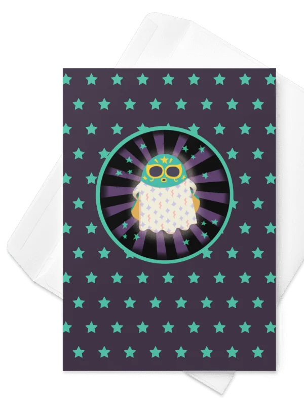 Little Ghost Luchador - Greeting Card product image (1)