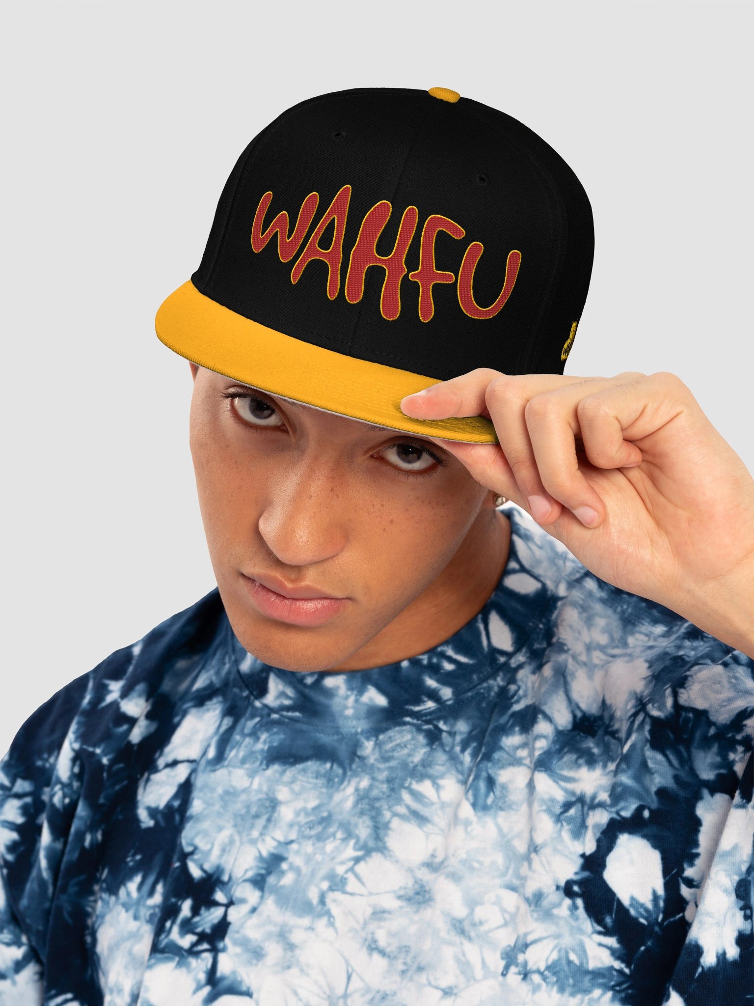 WAHFU Embroidered logo snapback cap - Black Gold product image (6)