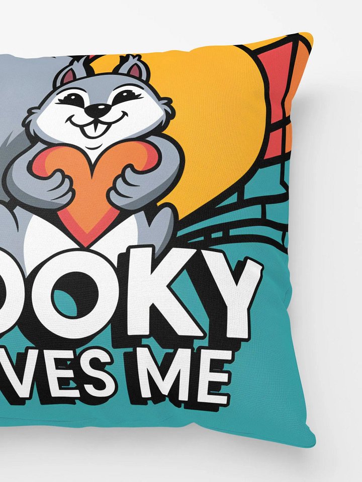 Comfy Pillow: Pooky Loves Me, Colorful, Teal bottom, Sun and Squirrel top with heart product image (4)