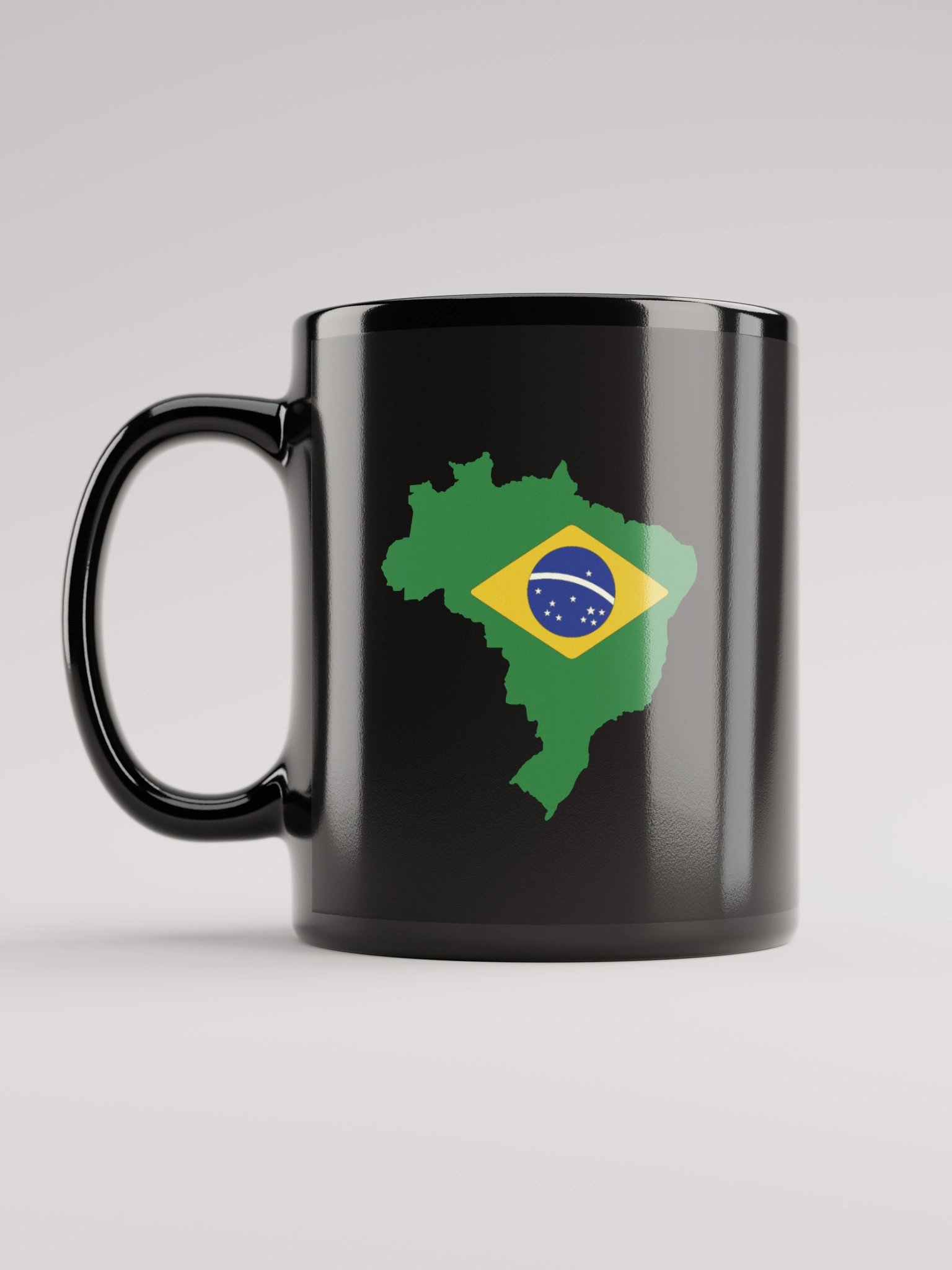 Brazil Flag and Map Black Coffee Mug - Double Sided Print product image (1)