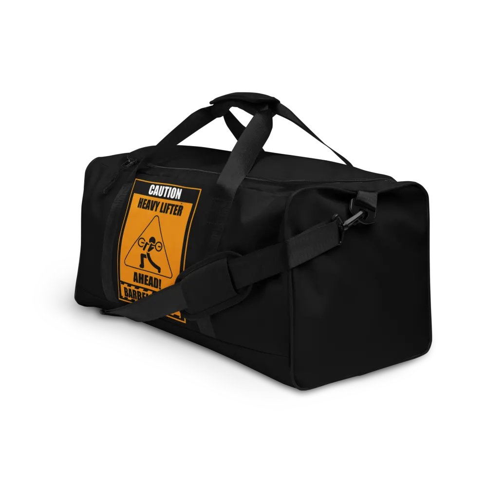 Caution Heavy Lifter Ahead-Barbell Zone Duffle Bag (Black) product image (3)