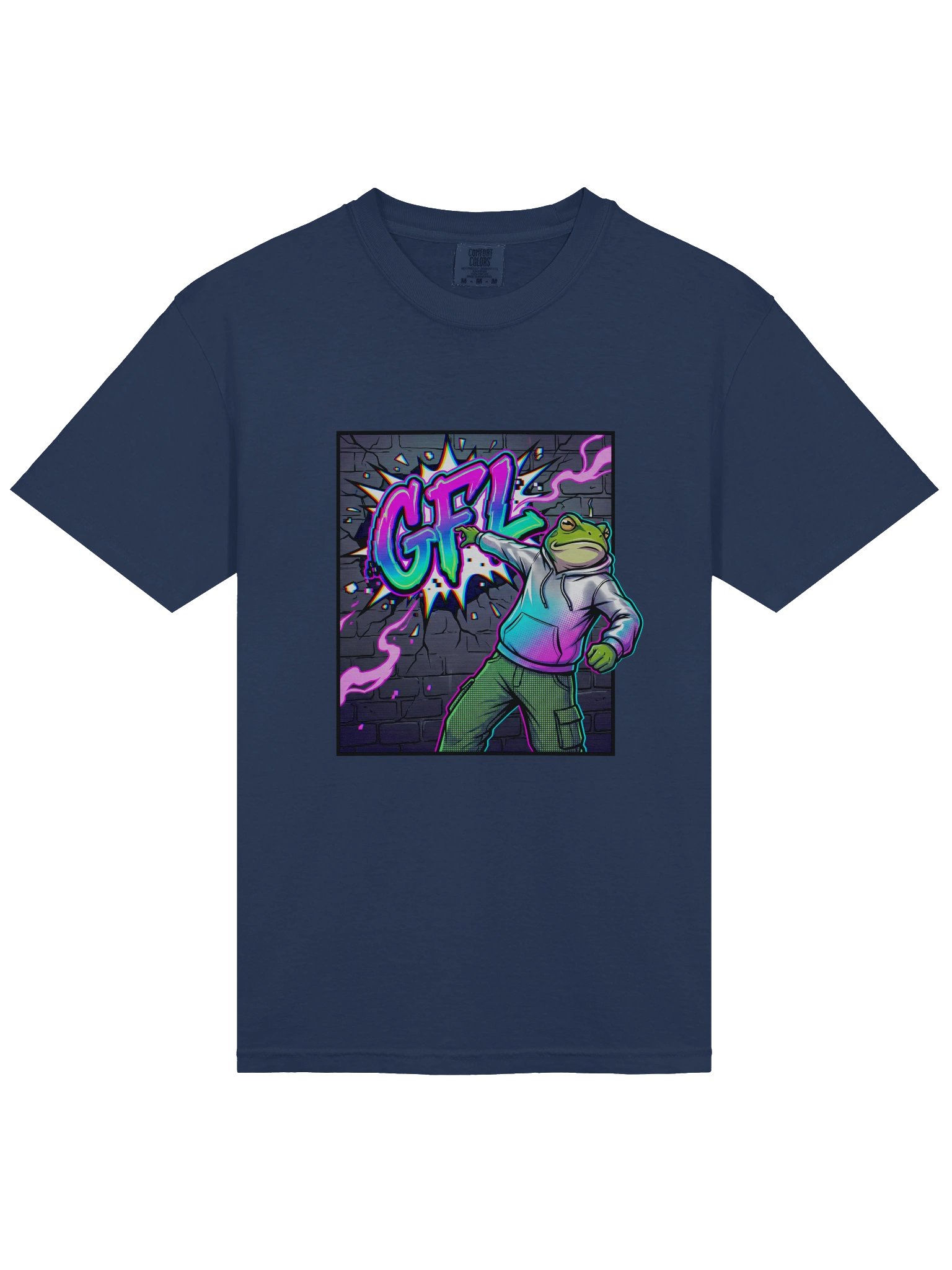 Y2K Glitch GFL Frog - Chromatic Graffiti Bomber Tee product image (13)
