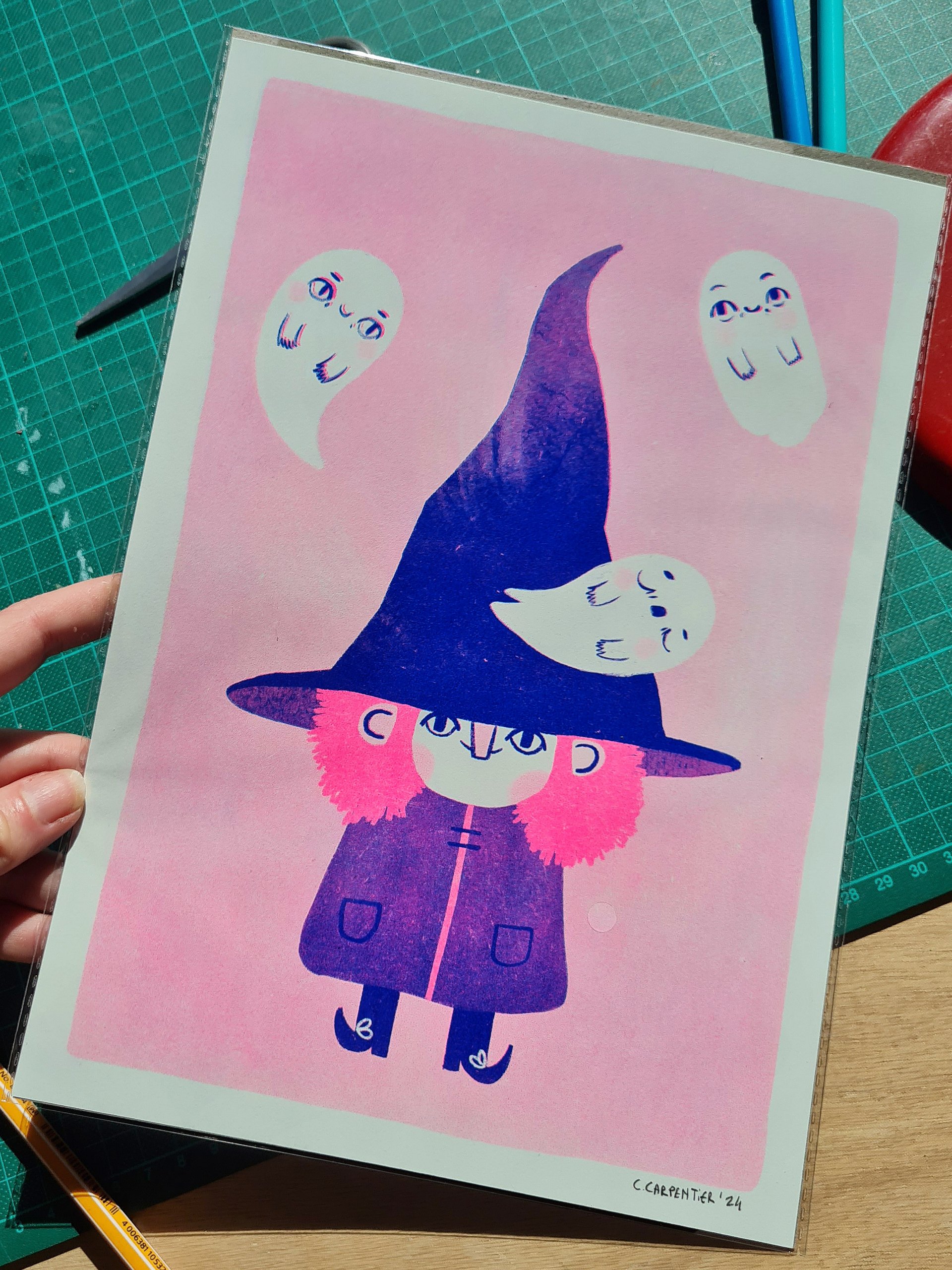 Witchy Ghost Riso Print A4 product image (1)