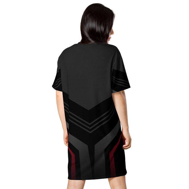 Exclusive Geometric Chevron T-Shirt Dress - Oversized Fit - Black, Grey, Red - Sizes 2XS-6XL product image (2)