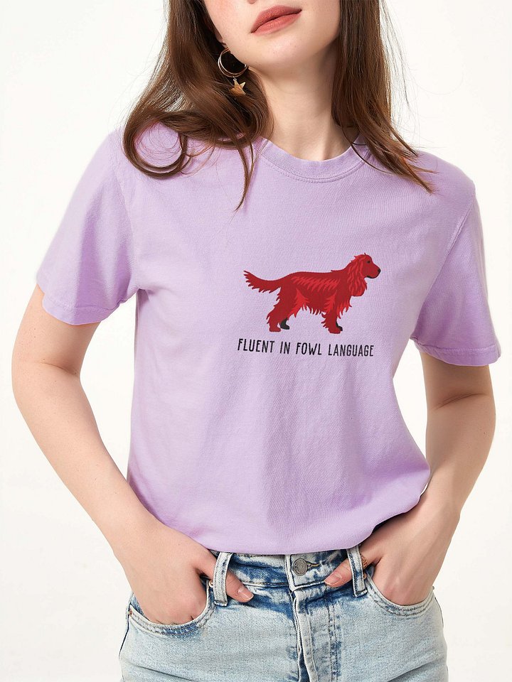 Fluent in Fowl Language T-Shirt(Embroidered) of an English Cocker Spaniel(Liver) product image (2)