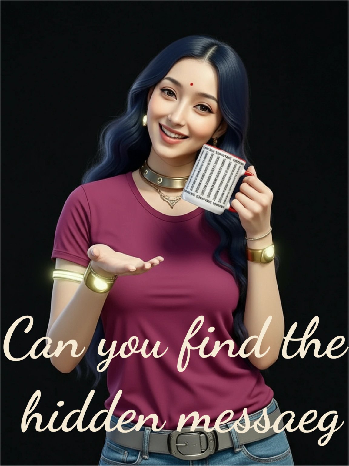 Can you spot it - Cryptic message mug "thriving in chaos fueled by balance" with border: 'Euphonia Ebony' version2 product image (1)