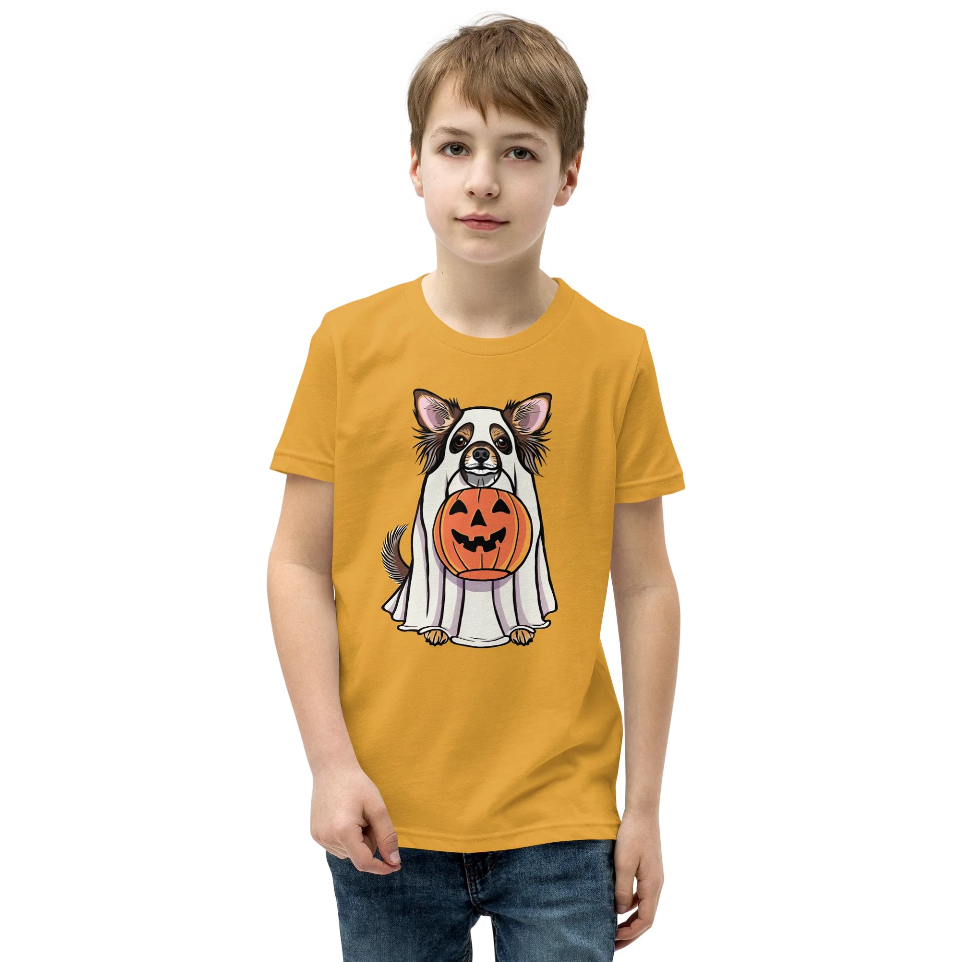 Halloween Longhaired Chihuahua(Chocolate & Tan) Youth T-Shirt product image (1)