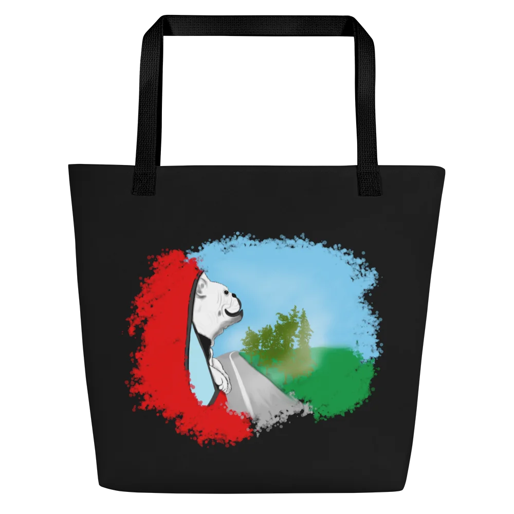 "Dog looking out car window" Large Tote Bag w/ Pocket product image (1)