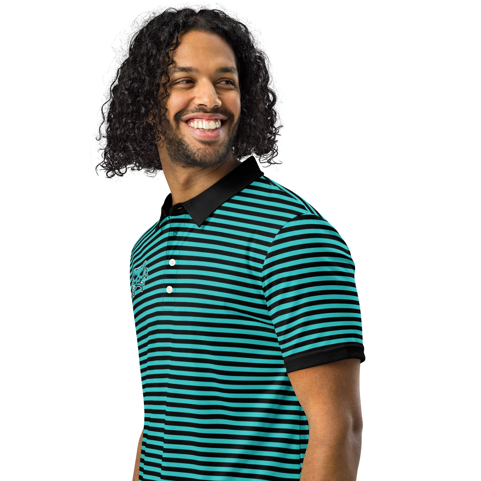 Turquoise and Blaque Red Kat Skull Polo product image (3)