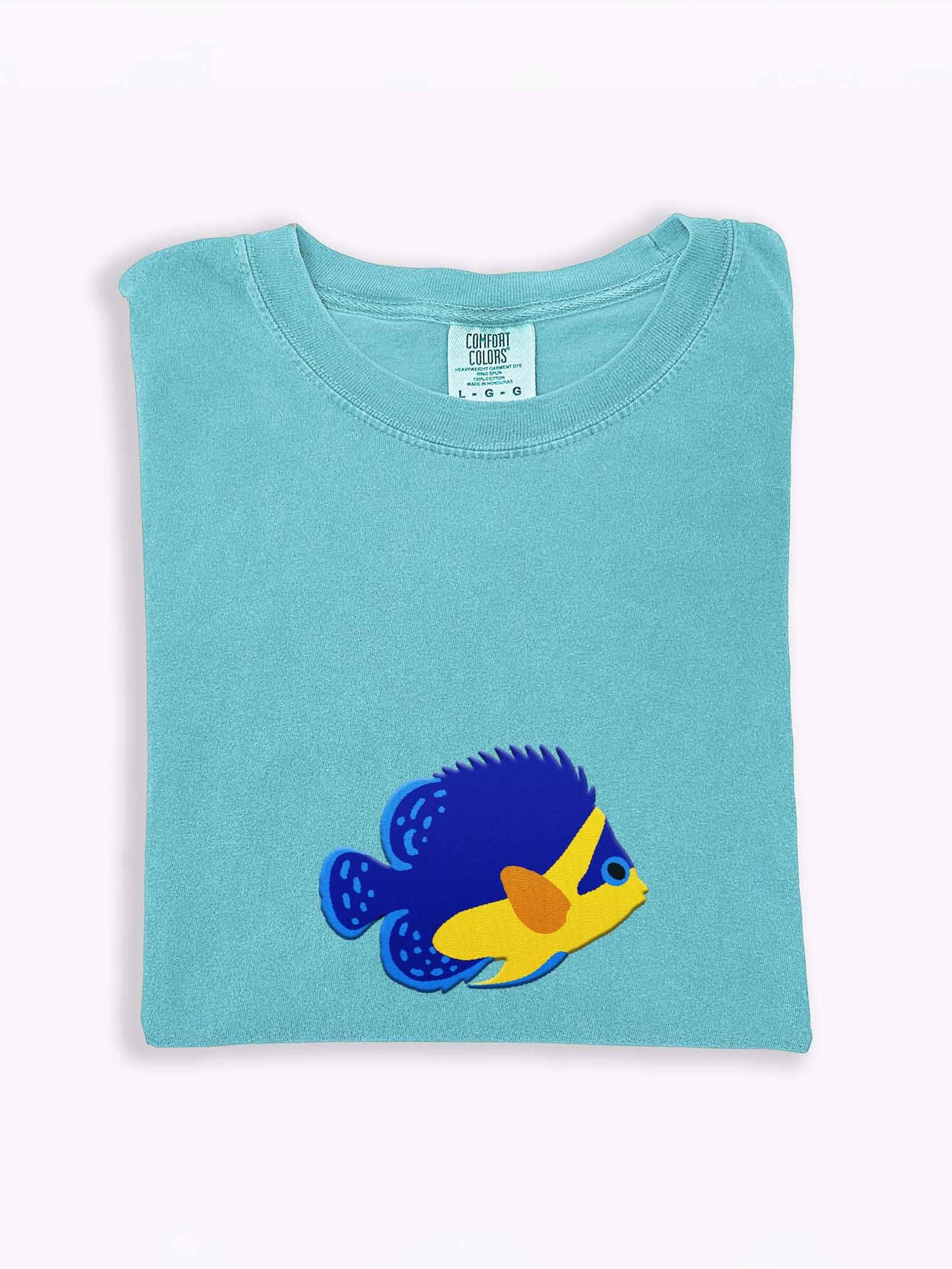 Venustus Angelfish Embroidered Shirt | Reef Aquarium Fish Embroidery Tee | Saltwater Marine Fish Apparel product image (1)