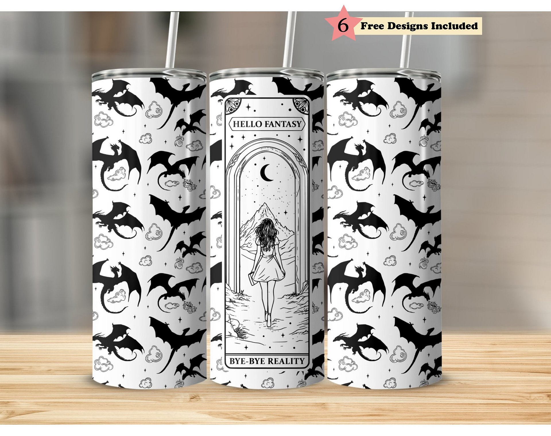 Book Dragon Smut Romantasy Reader 20oz Tumbler Full Wrap SVG PNG, Laser File Engraved Pattern, Seamless Sublimation Design, Digital Download product image (1)