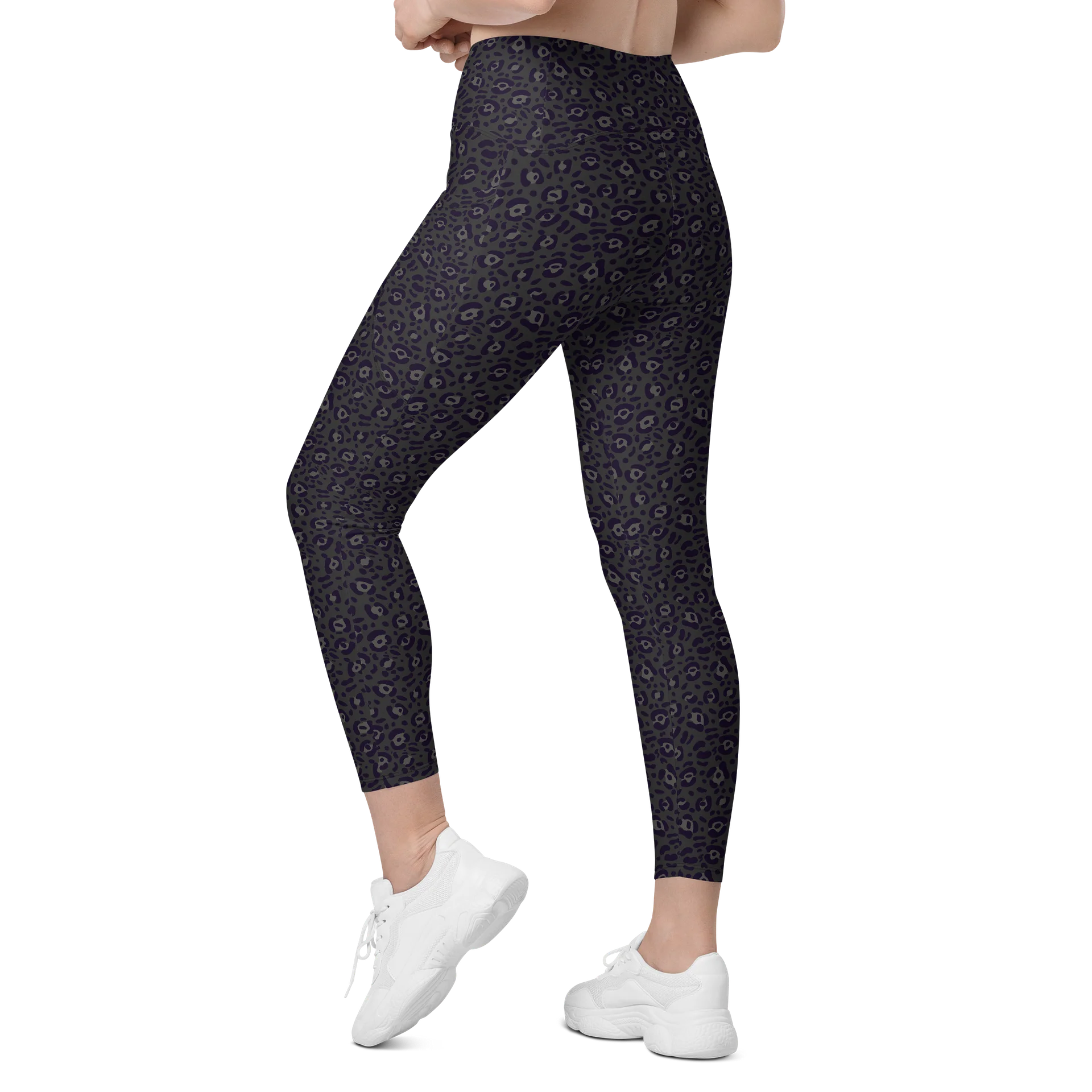 Leopard Print Crossover Leggings with Pockets product image (6)