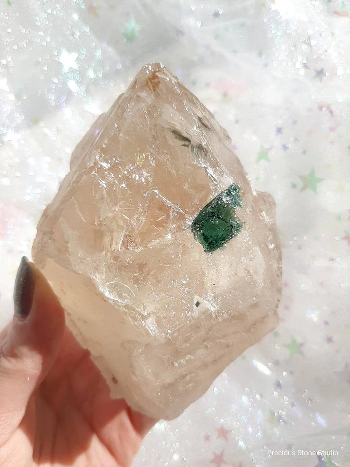 Blue / green tourmaline in elestial smoky quartz product image (2)