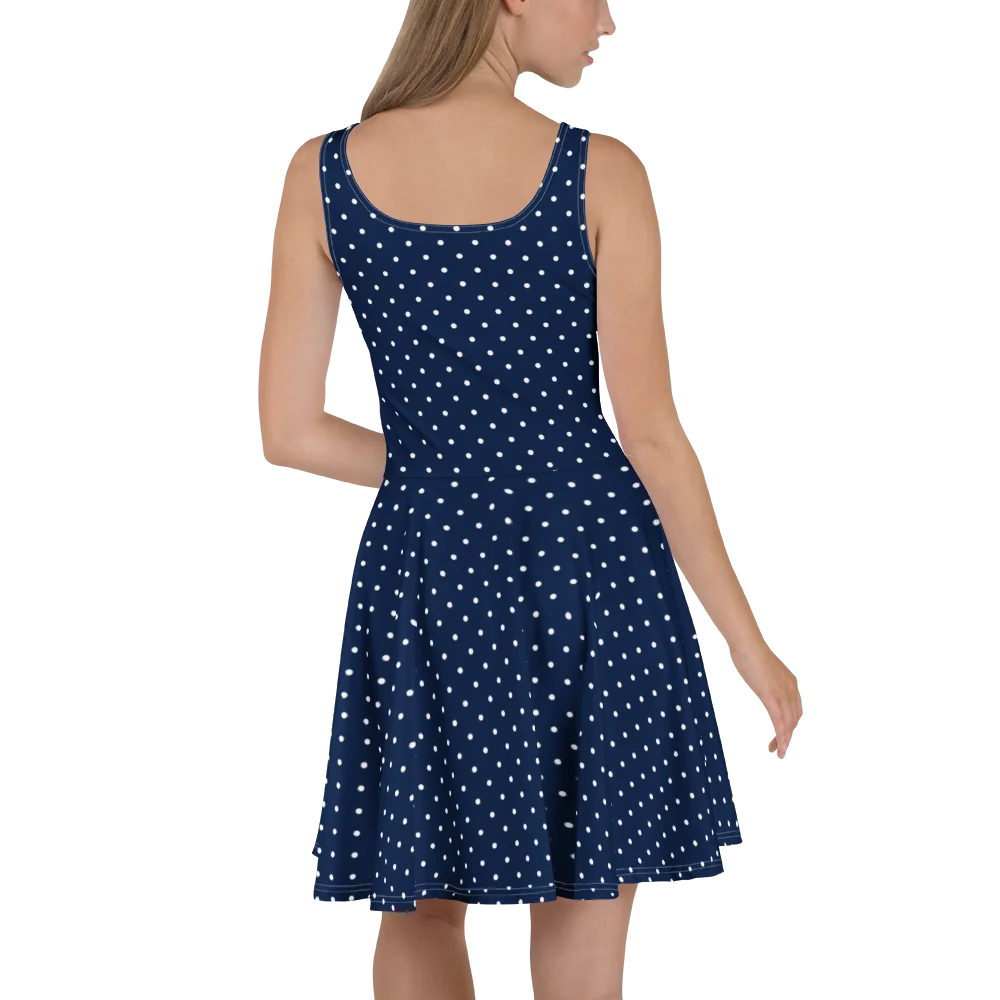 Navy Polka Dot Sleeveless Skater Dress product image (4)