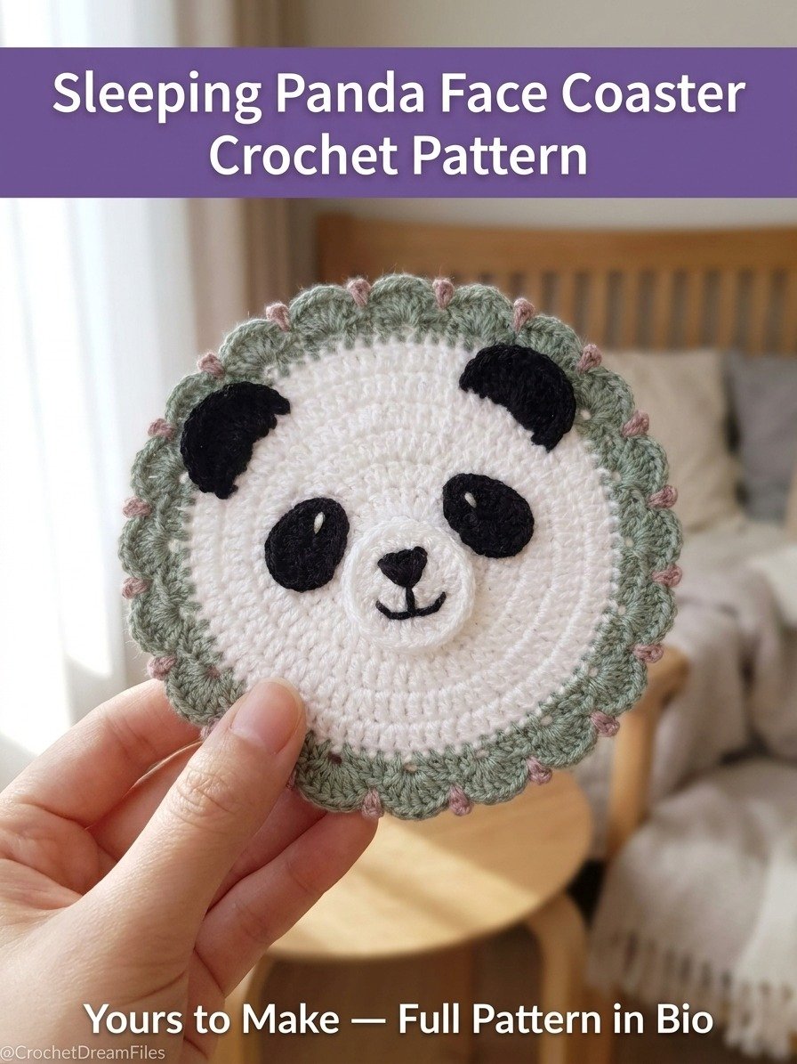 Panda Face Crochet Coaster Pattern product image (1)