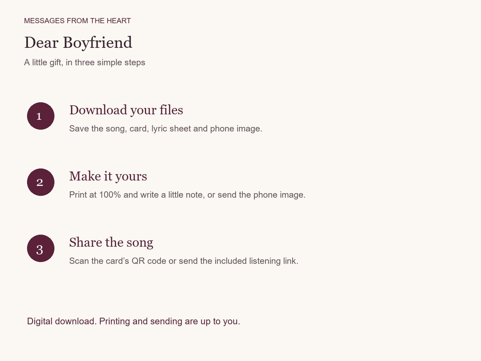 Dear Boyfriend — Printable Song Gift product image (3)