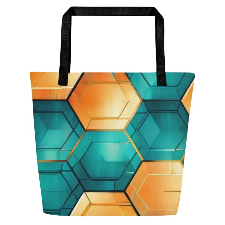 Hexagonal Harmony: Teal and Gold Geometric Fusion product image (1)