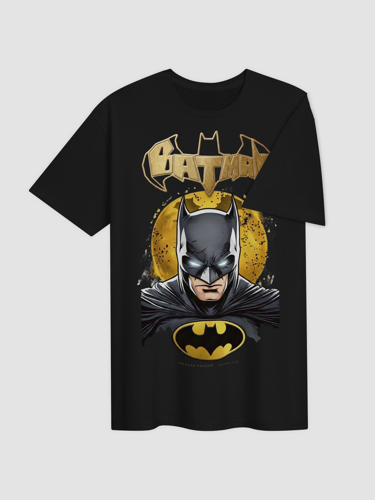 Batman Dark Knight T-Shirt | Gold Splatter Moon Portrait | 40th Anniversary Gotham product image (4)