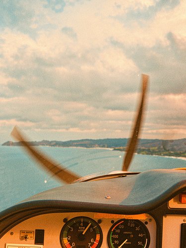 Flying along the coastline onboard the Tecnam P92