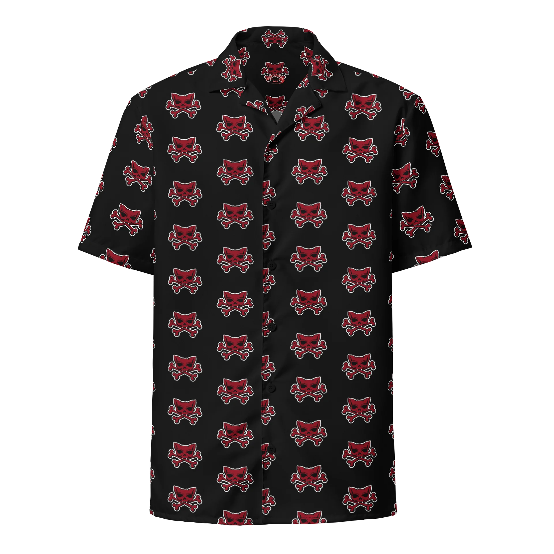 Red Kat Skull Designer Hawaiian Shirt product image (1)
